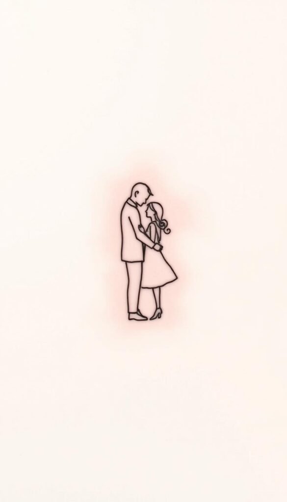 A delicate, hand-drawn tattoo design depicting a symbolic father-daughter relationship. Depicted against a soft, watercolor-like background, the design features a simple line drawing of a father figure and a daughter figure, their silhouettes intertwined in a loving embrace. The forms are minimalist yet expressive, with subtle details that convey a sense of tenderness and intimacy. The composition is balanced and centered, with the figures occupying the midground, while the background subtly fades into muted, pastel hues that evoke a sense of warmth and nostalgia. The overall aesthetic is elegant, refined, and reflective of the deep, meaningful bond between a father and his daughter.