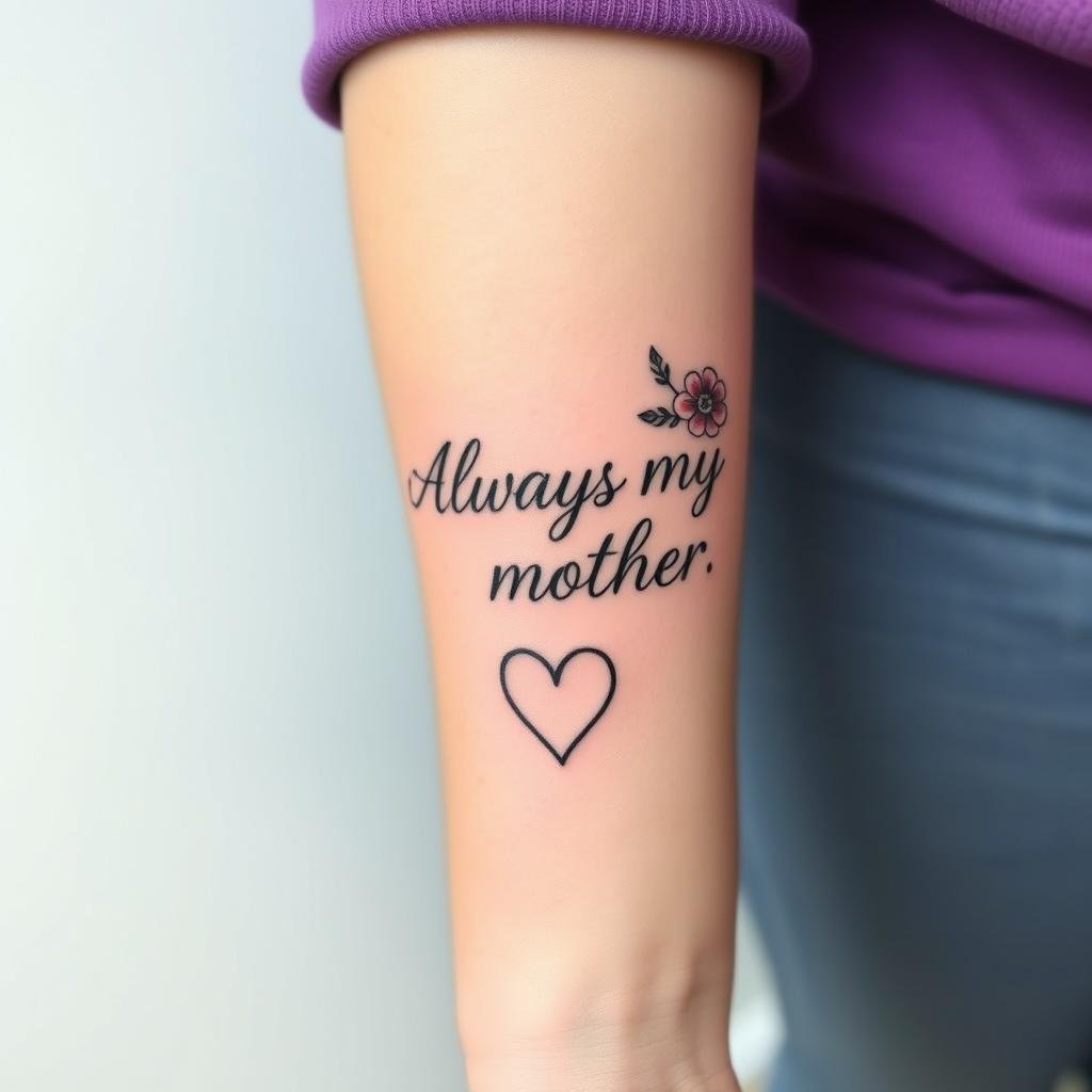 A serene mother and daughter, their arms intertwined, display matching minimalist tattoos on their wrists. The foreground showcases their delicate skin and the intricate designs, while the background features a soft, hazy gradient blending calming colors. The lighting is natural and diffused, casting a warm, intimate glow. The overall mood is one of deep connection, love, and the power of shared experiences between a mother and her child.