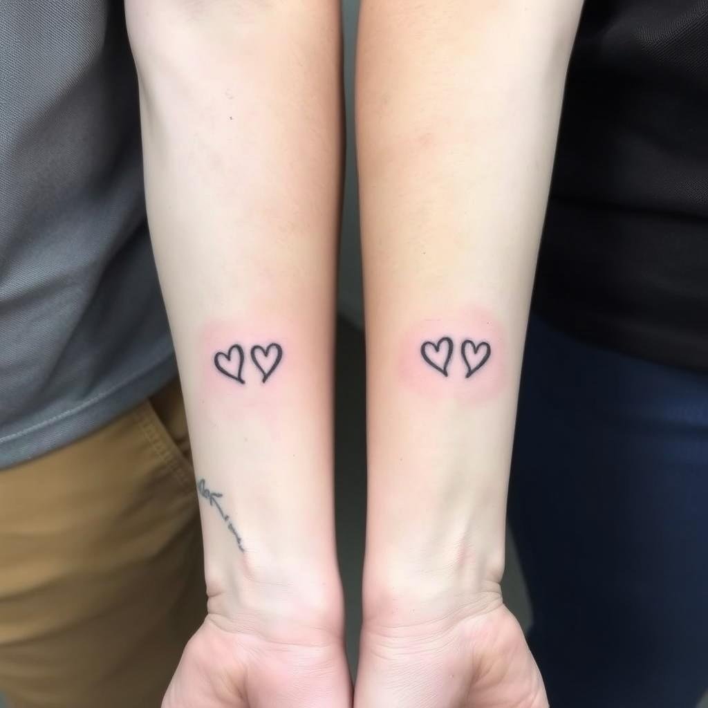 Matching Hearts brother and sister matching tattoo