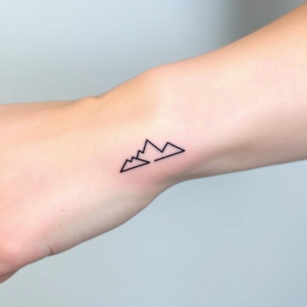 a small mountain tattoo on a man wrist