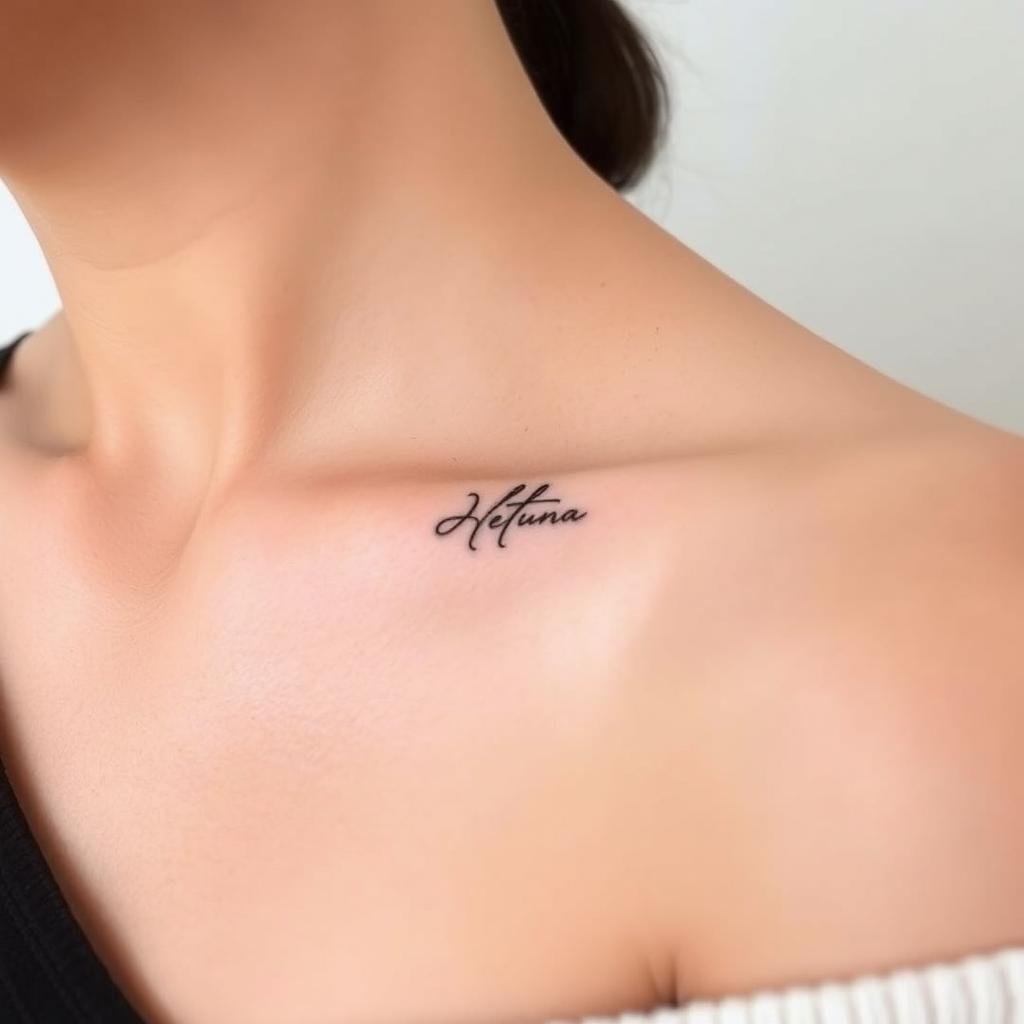 minimalist initials in fine-line black ink tattoo design