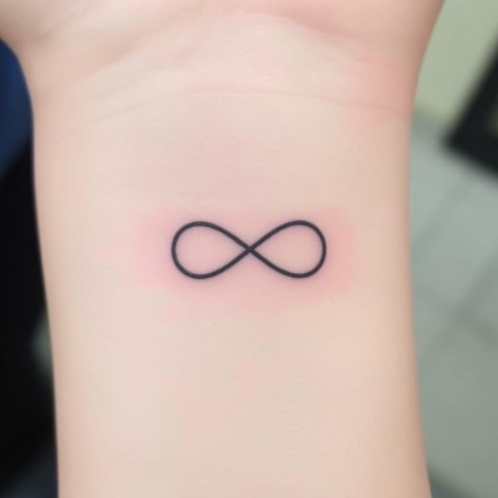 small infinity symbol with a family motto