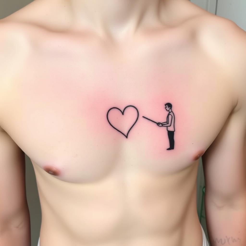 small small heart man on the chest