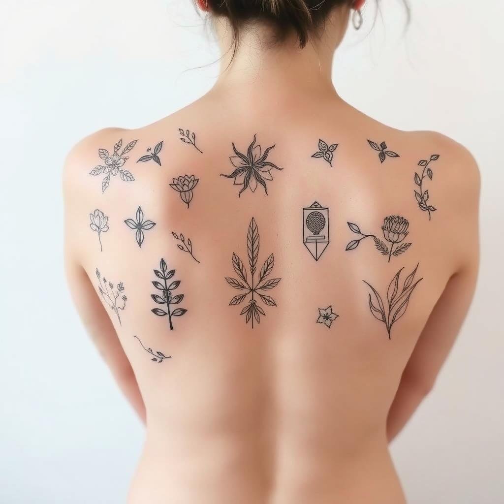 A meticulously curated collection of stylish small cover-up tattoo designs, presented against a clean, minimalist backdrop. The foreground features a thoughtful arrangement of delicate floral motifs, intricate geometric patterns, and abstract illustrations - all showcasing the versatility and aesthetic appeal of cover-up tattoos. The middle ground offers a soft, diffused lighting that accentuates the intricate linework and subtle shading, while the background maintains a muted, neutral tone to ensure the focus remains on the tattoo designs. The overall mood is one of refined elegance, showcasing the ability of cover-up tattoos to transform and elevate existing body art.