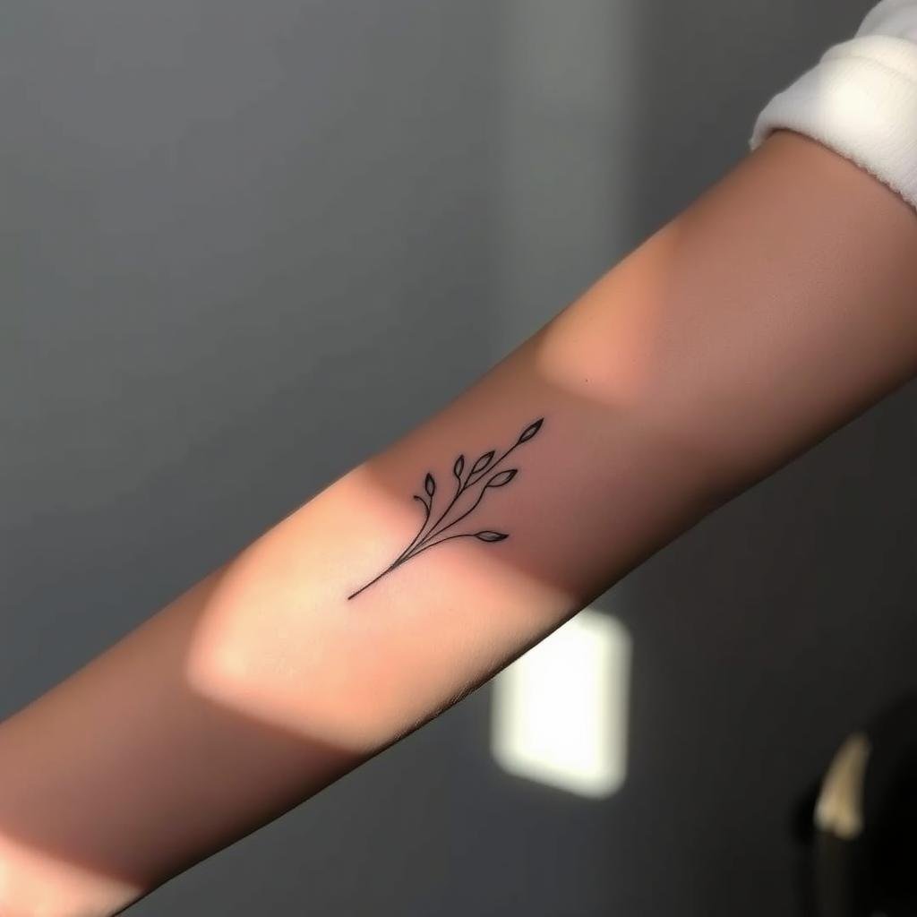 A minimalist, elegant cover-up tattoo design featuring clean lines, negative space, and a minimalist floral motif. The tattoo is shown with a sharp, high-contrast lighting setup, creating dramatic shadows and highlights that emphasize the simplicity and precision of the design. The tattoo is positioned on the forearm, with the skin tone providing a soft, natural backdrop. The overall mood is one of understated sophistication and artistic refinement, reflecting the &amp;amp;amp;amp;amp;amp;amp;amp;amp;amp;quot;Creative Cover Up Tattoo Designs&amp;amp;amp;amp;amp;amp;amp;amp;amp;amp;quot; theme.