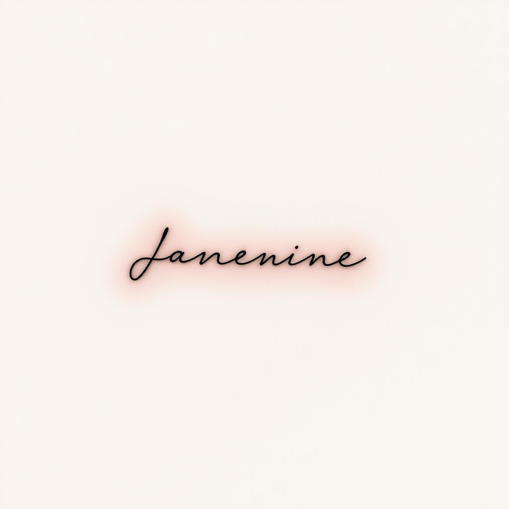A simple, elegant minimalistic name tattoo design with a modern, clean aesthetic. The tattoo should be depicted in a soft, natural lighting, showcasing the intricate details and sleek lines. The design should have a visually balanced composition, highlighting the name in a discreet, understated manner. The background should be a plain, neutral tone that complements the tattoo design, creating a cohesive and visually appealing image. The tattoo should be displayed on a subtly textured skin surface, suggesting a realistic application. The overall mood should convey a sense of refinement, sophistication, and understated beauty.