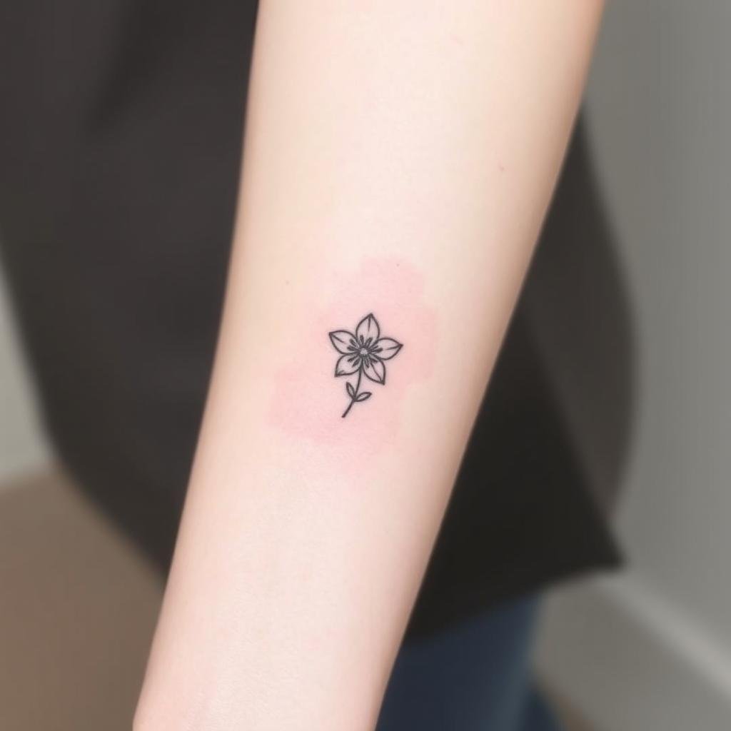 A small, dainty birth flower tattoo