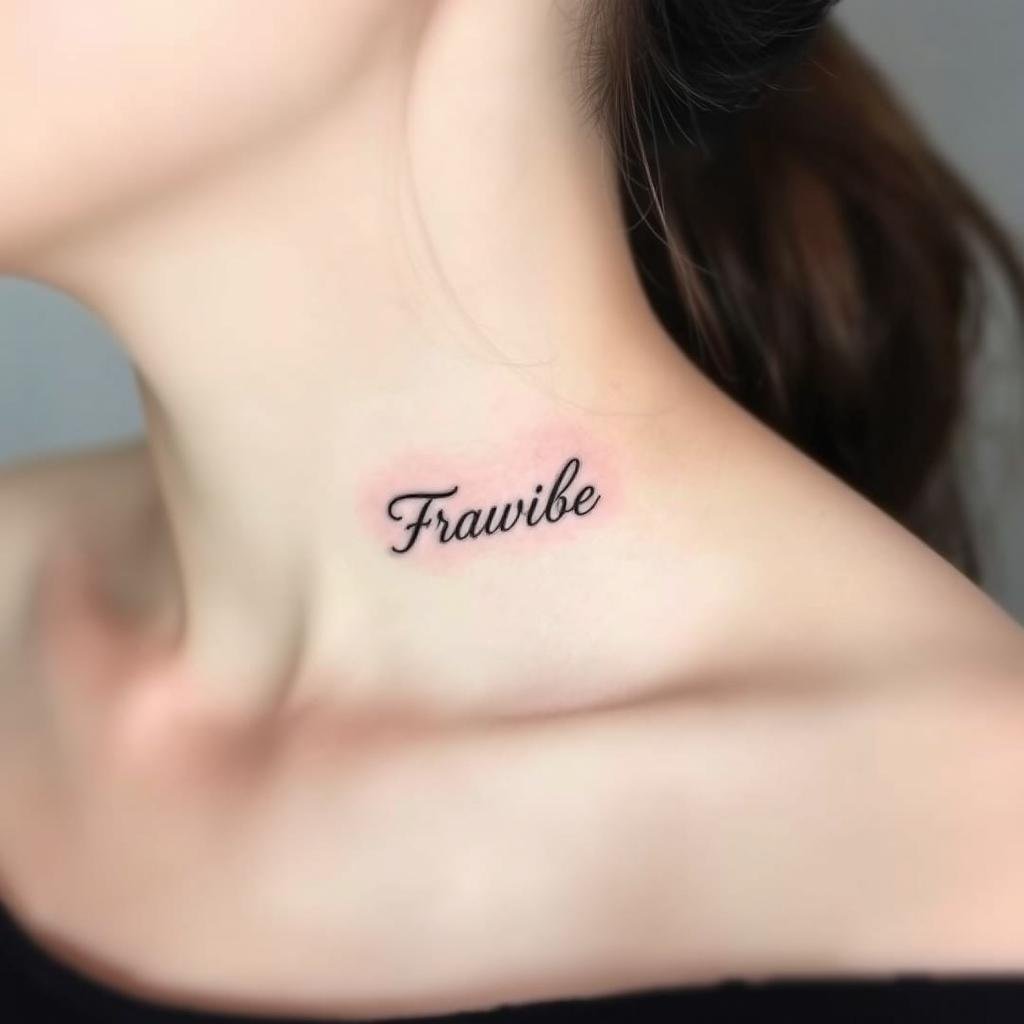 A small, minimalist name tattoo