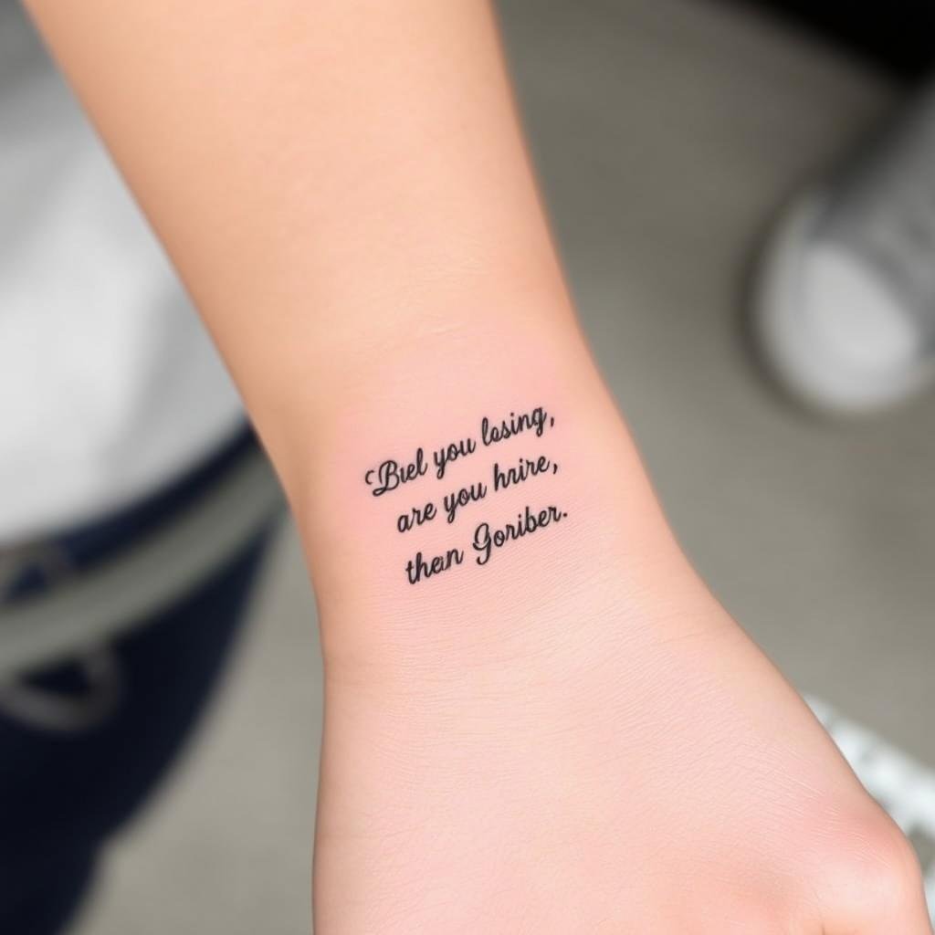 A small tattoo featuring a meaningful quote