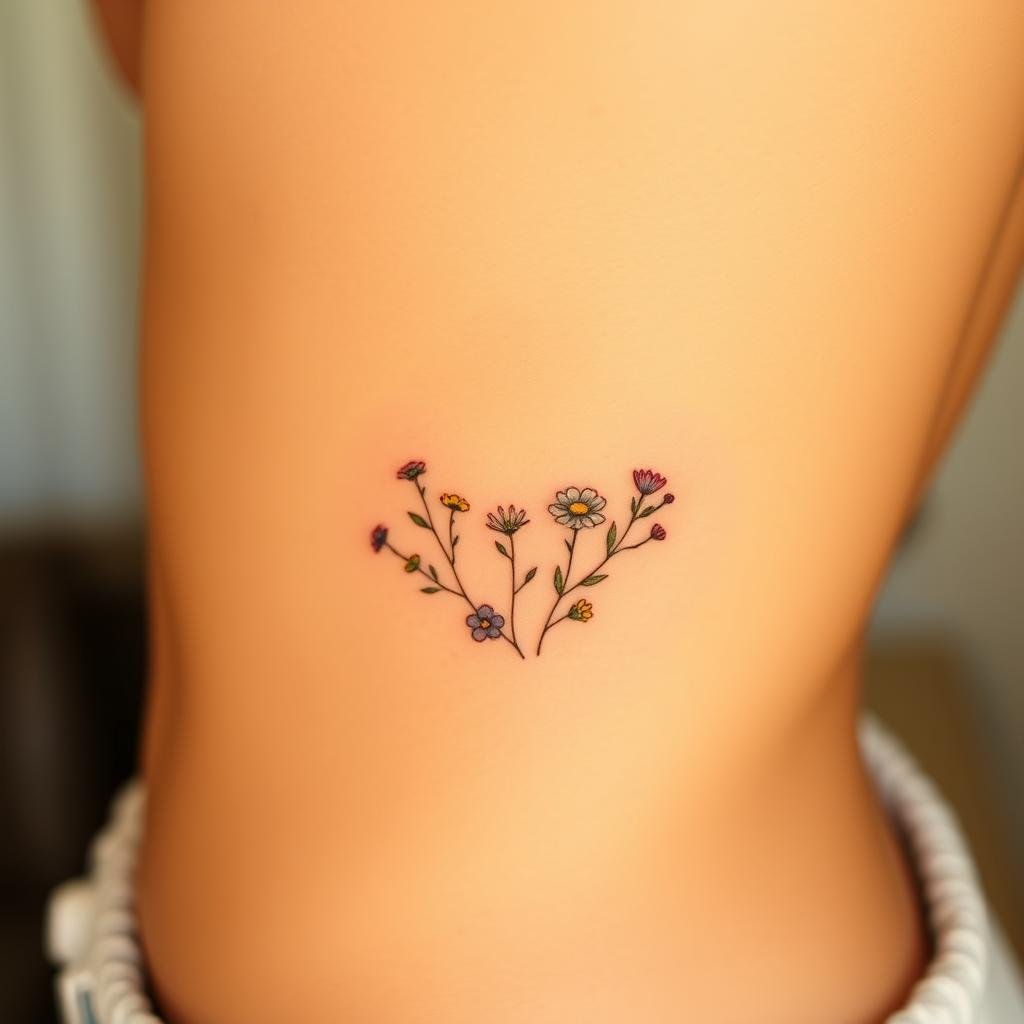 Small Birth flowers hearts or compasses tattoo