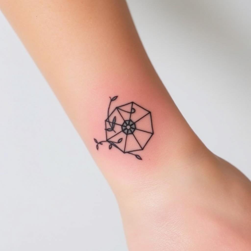 a small-sized tattoo design featuring geometric shapes