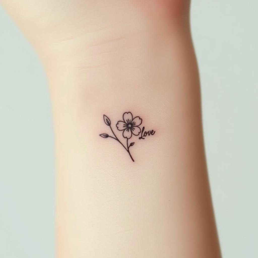 minimalist flowers with litter tattoo
