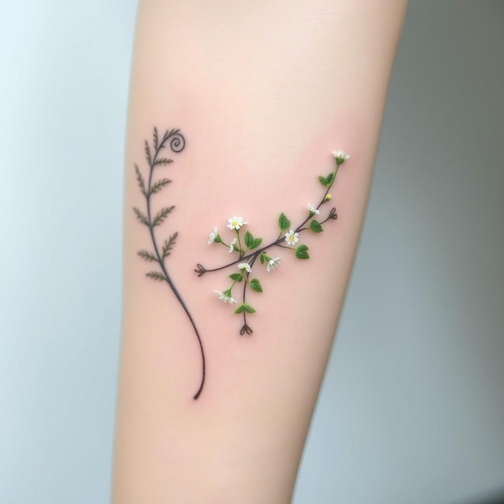 Delicate Botanical Tattoo Combinations