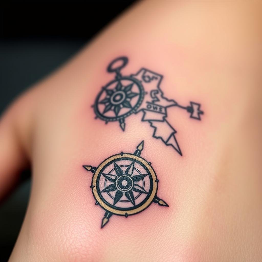 Miniature Western Compass Tattoo Designs