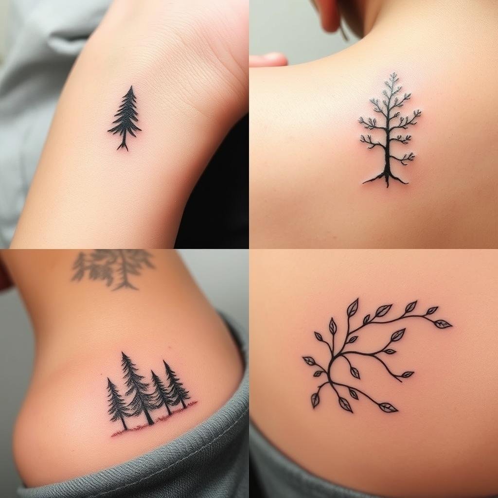 Minimalist Nature Ink Forest Tattoo Designs