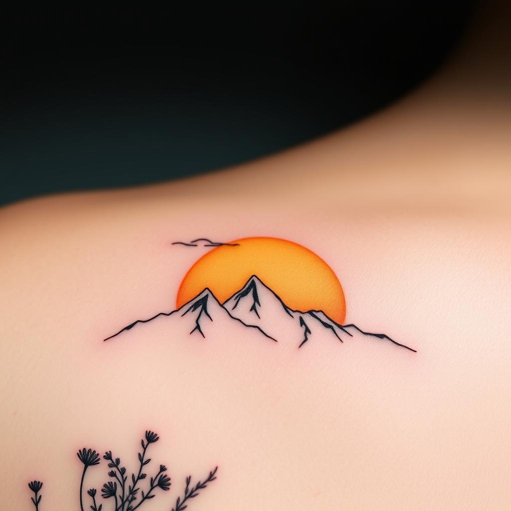 Mountain landscape micro tattoo design