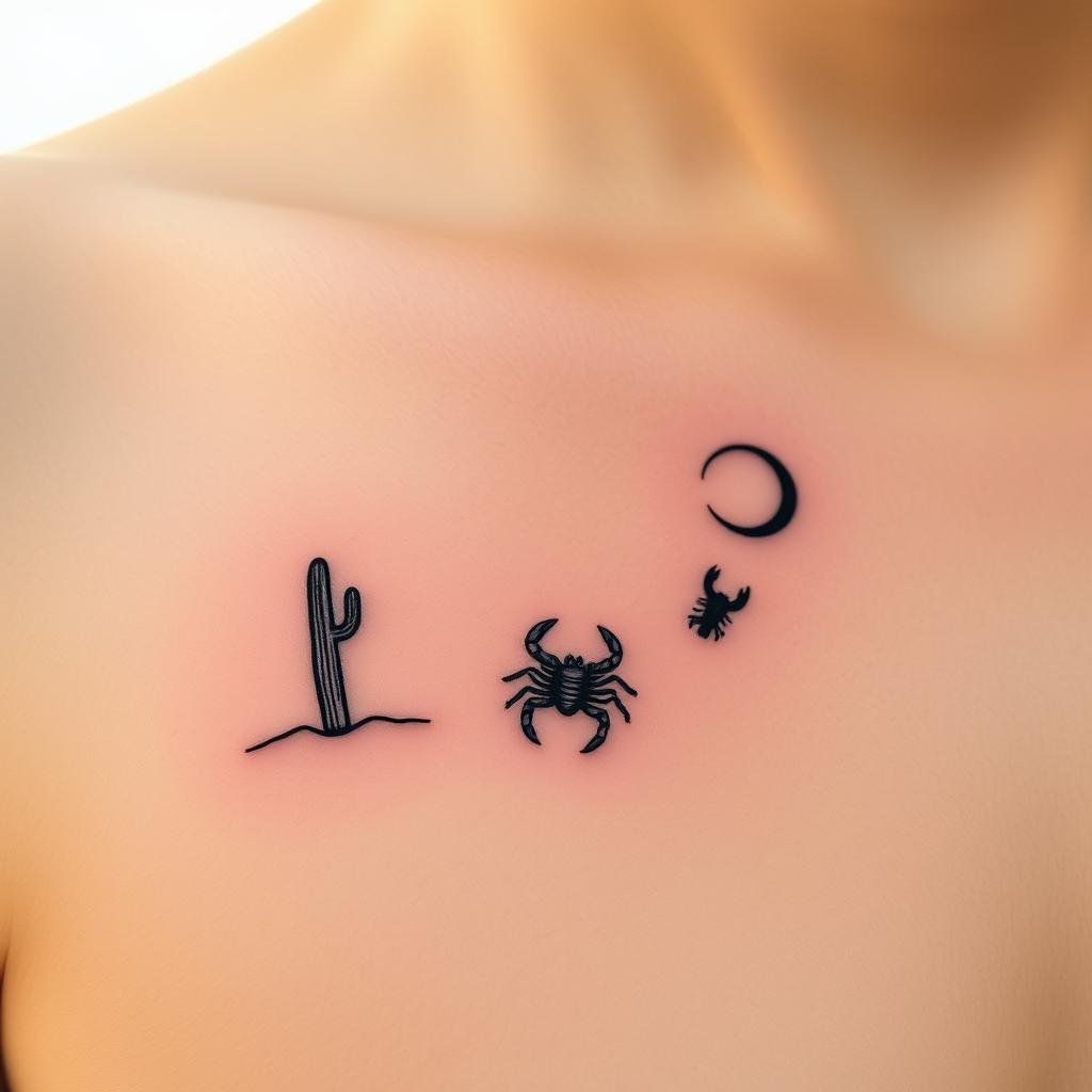 Petite Desert Scene Tattoos