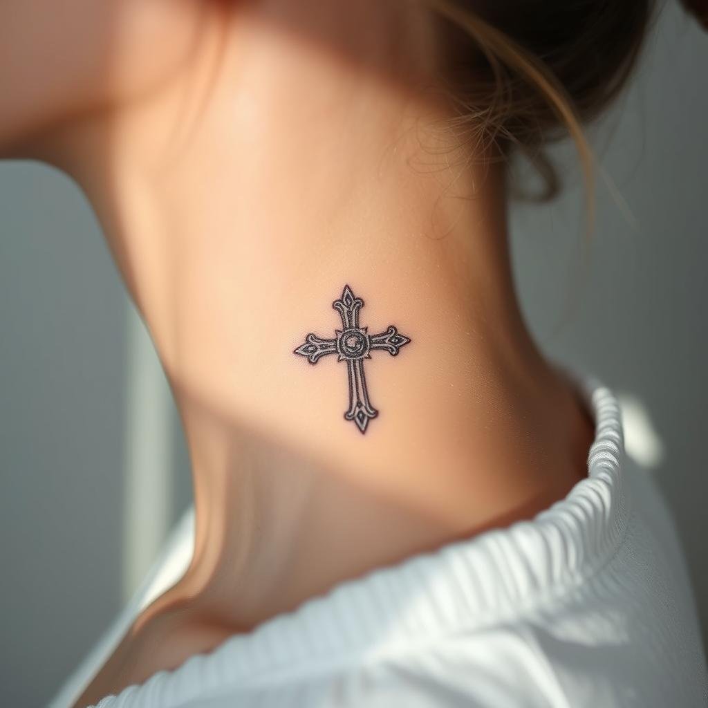 3D Small Cross Tattoo Design