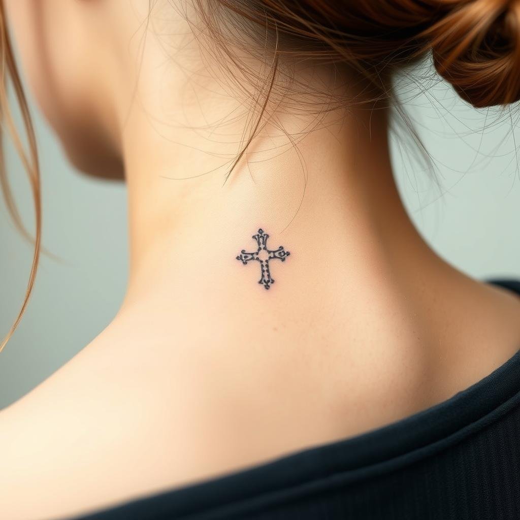 Dotwork Small Cross Tattoos for Women