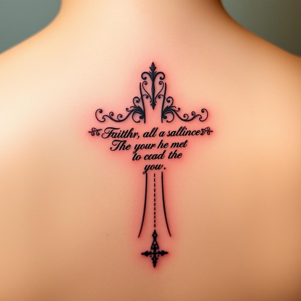 Faith-Inspired Cross Tattoo with Bible Verse