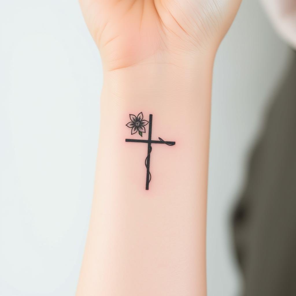 Floral Cross Tattoo Designs 3