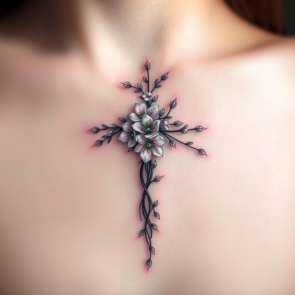 Floral Cross Tattoo Designs
