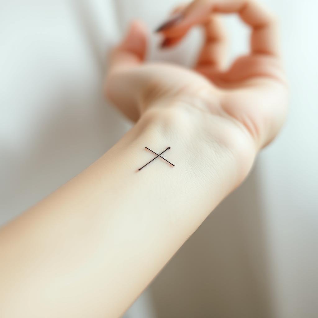 Minimalist Cross Tattoo Design