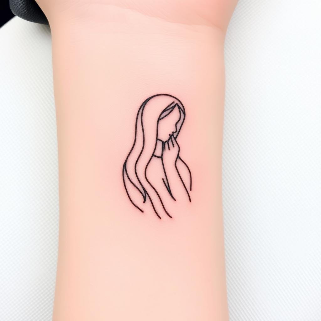 Minimalist Virgin Mary Outlines