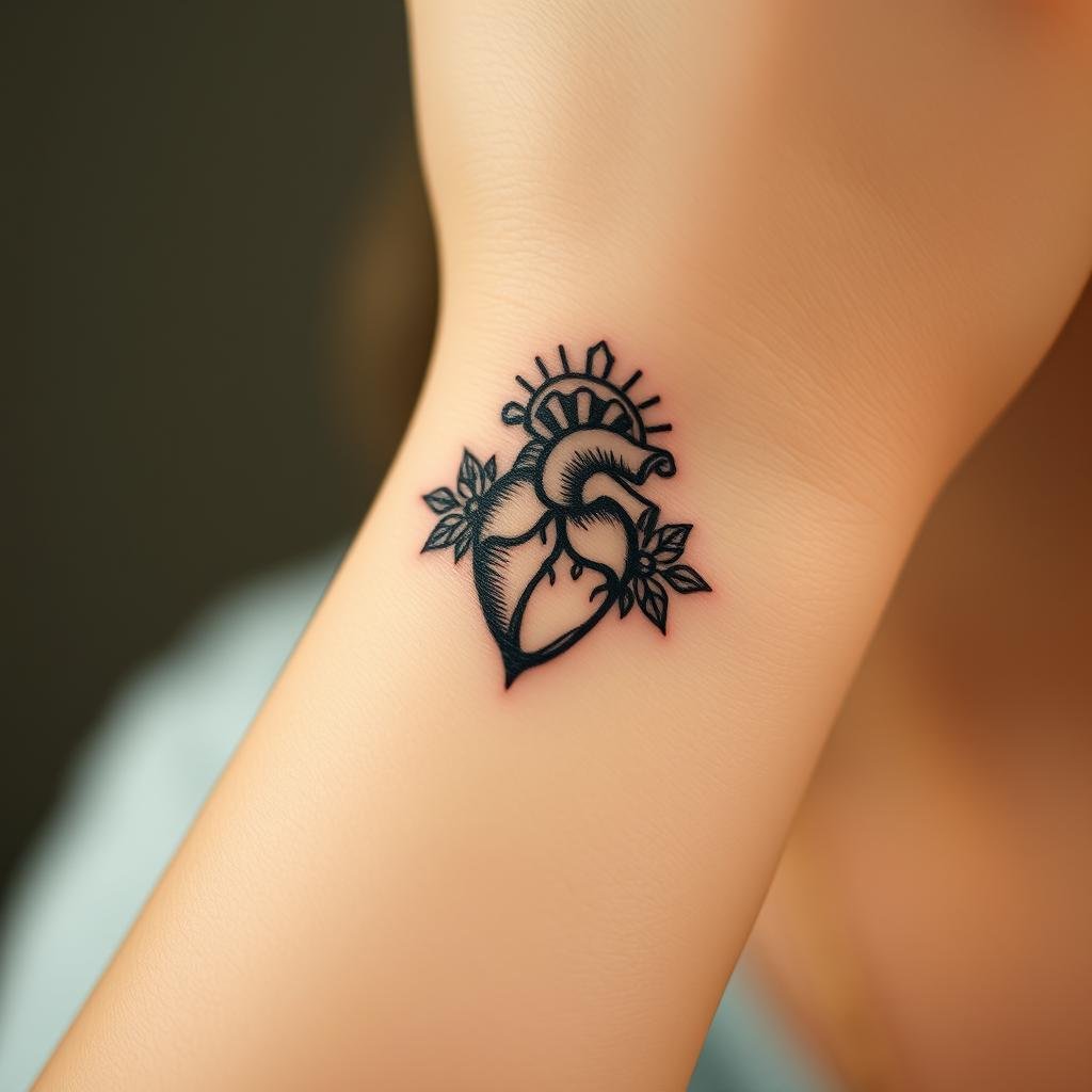 Small Christian Tattoos for Girls Sacred Heart Design