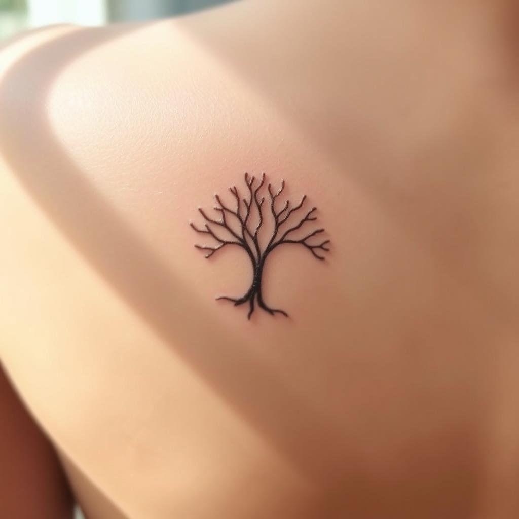 Minimalist Family Tree Tattoo Design