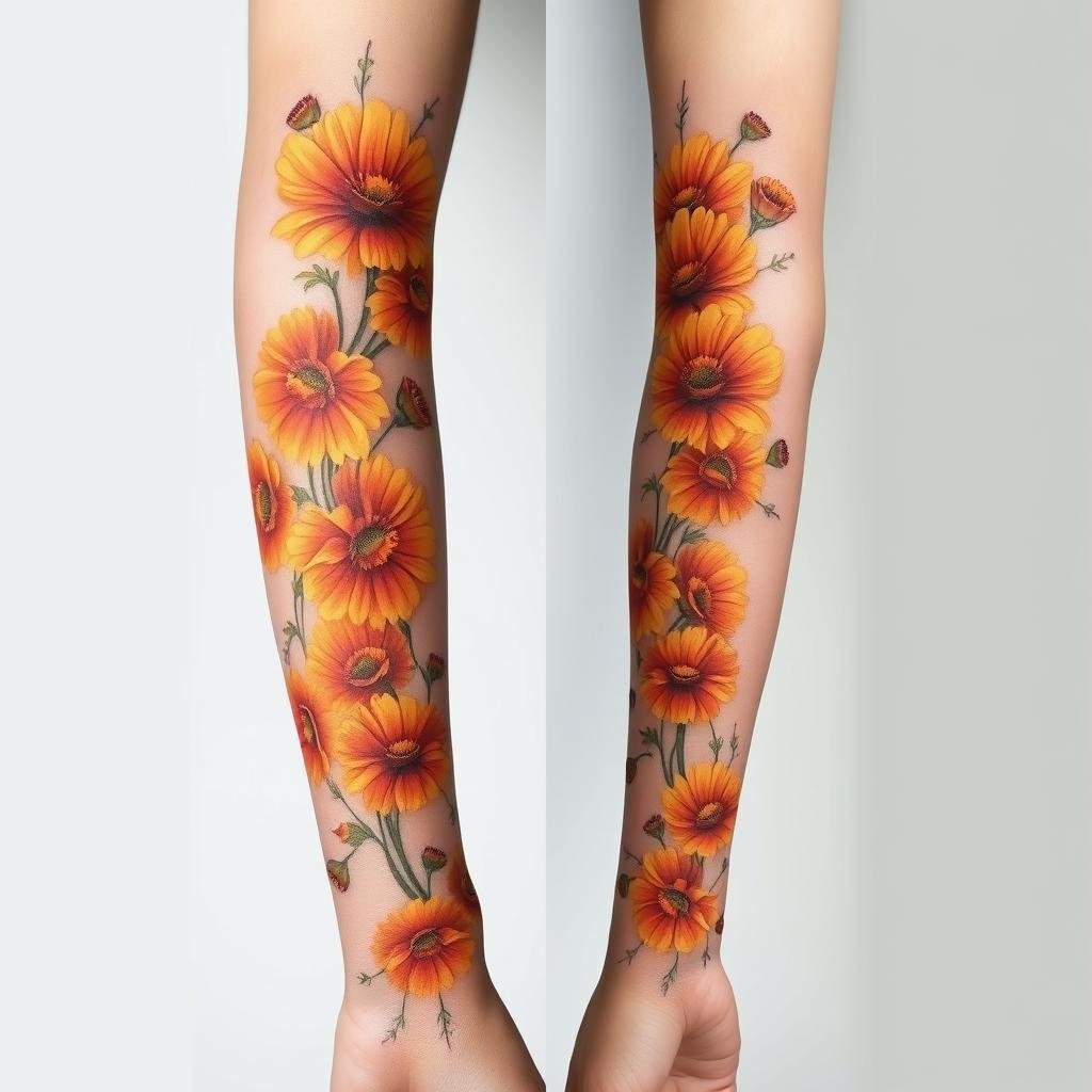 October Birth Flower Tattoo Sleeve Design